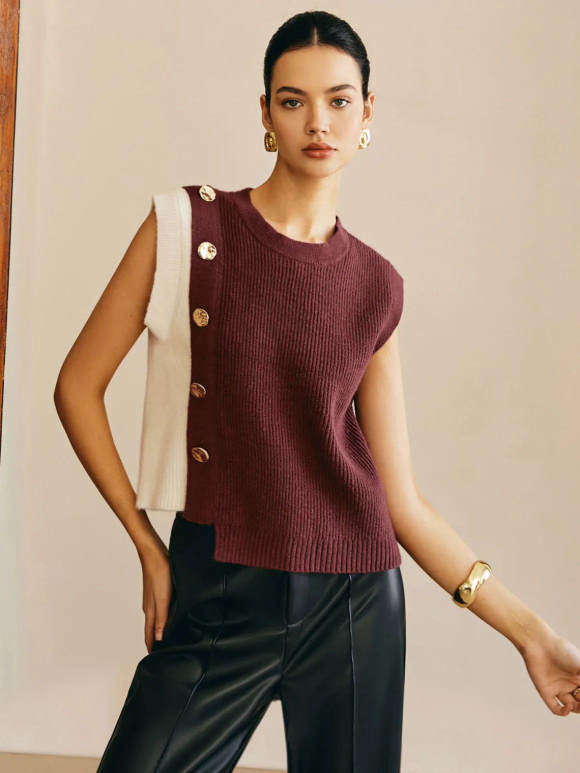 Color Block Sweater Vest