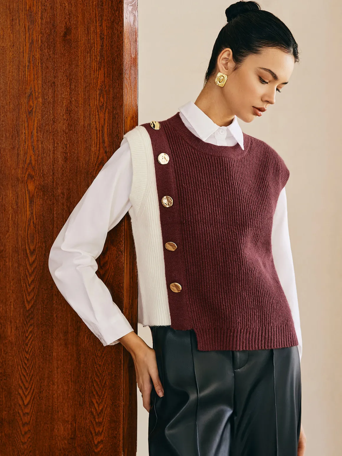 Color Block Sweater Vest