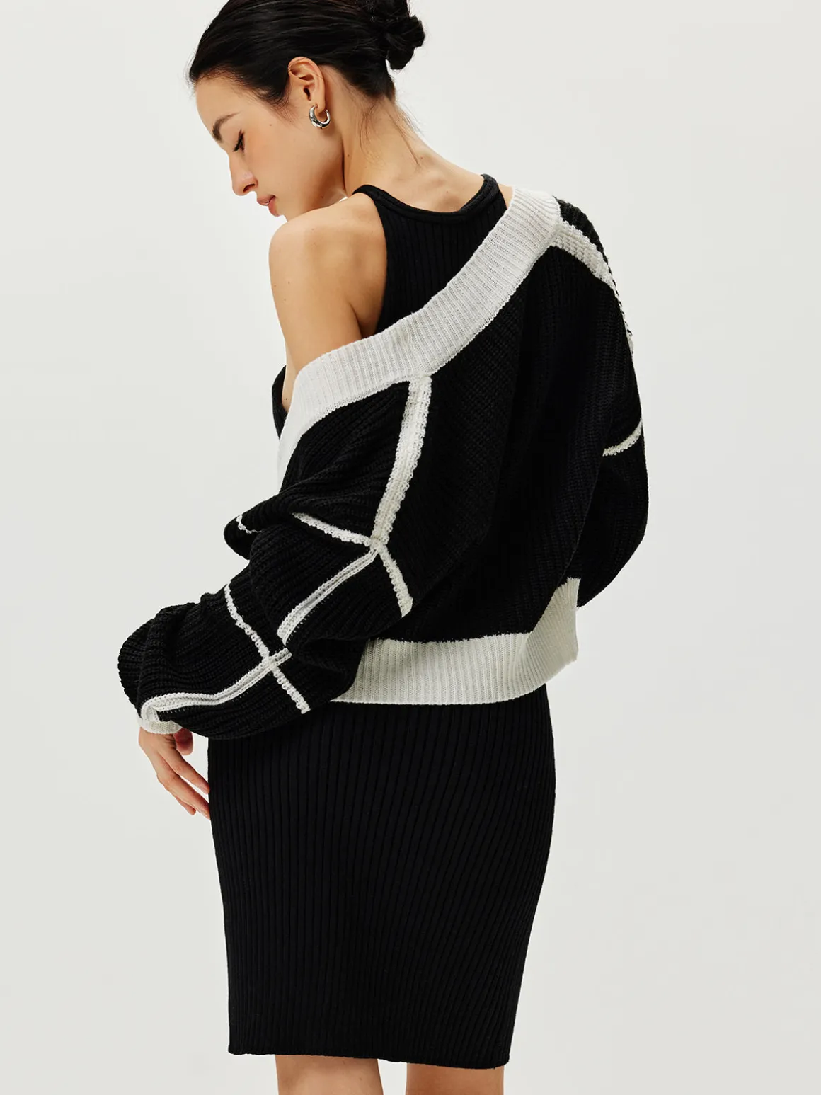 Color Block Versatile Knit Cardigan