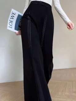 Contrast Bars Wide-Leg Flare Pants