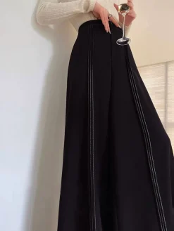 Contrast Bars Wide-Leg Flare Pants
