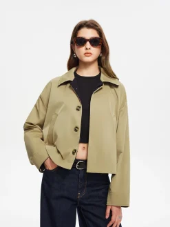 Contrast Belt Button Trench Coat