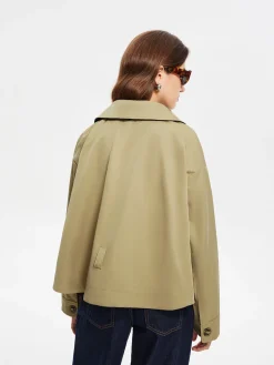Contrast Belt Button Trench Coat