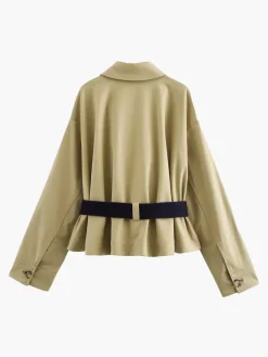 Contrast Belt Button Trench Coat