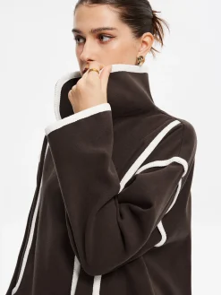 Contrast Binding Breasted Long Coat