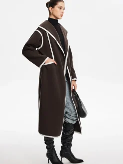 Contrast Binding Breasted Long Coat
