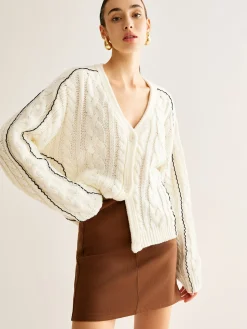 Contrast Binding Button Cardigan