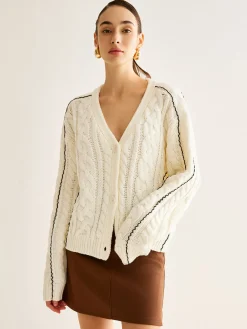 Contrast Binding Button Cardigan