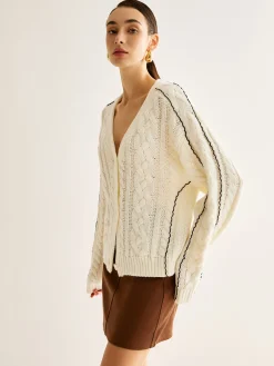 Contrast Binding Button Cardigan
