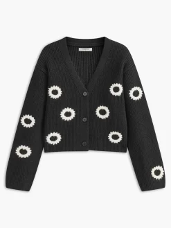 Contrast Binding Button Short Cardigan