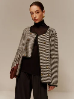 Contrast Binding Button Short Coat