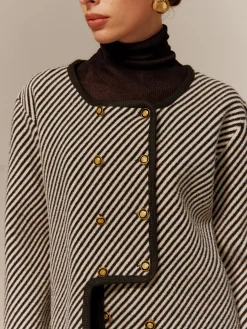 Contrast Binding Button Short Coat