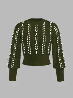 Contrast Binding Cinched Sweater