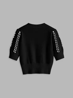 Contrast Binding Corset Cable Knit Top