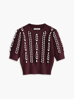 Contrast Binding Corset Cable Knit Top