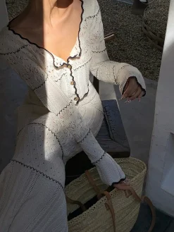 Contrast Binding Knit Maxi Skirt