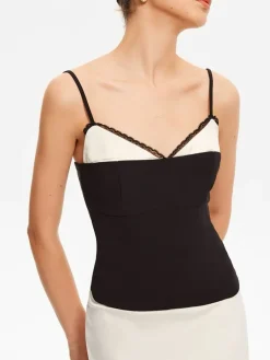 Contrast Binding Lace Trim Cami Top