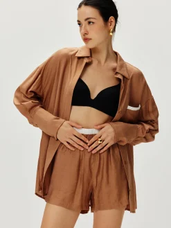 Contrast Binding Loose Shorts Set