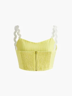 Contrast Binding Pleated Skirt Set
