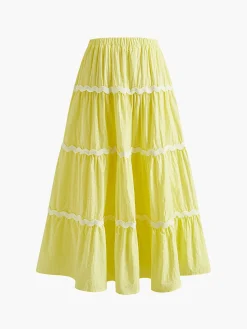 Contrast Binding Pleated Skirt Set