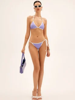 Contrast Binding Tie Side Bikini Set