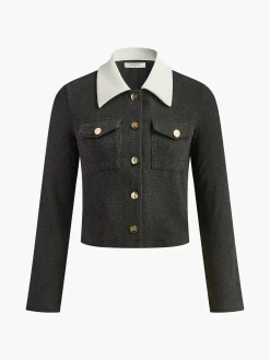Contrast Collar Breasted Petite Blazer