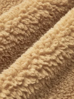 Contrast Collar Button Fleece Jacket