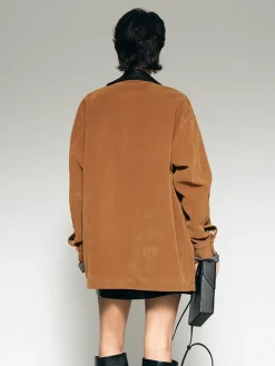 Contrast Collar Suede Blazer
