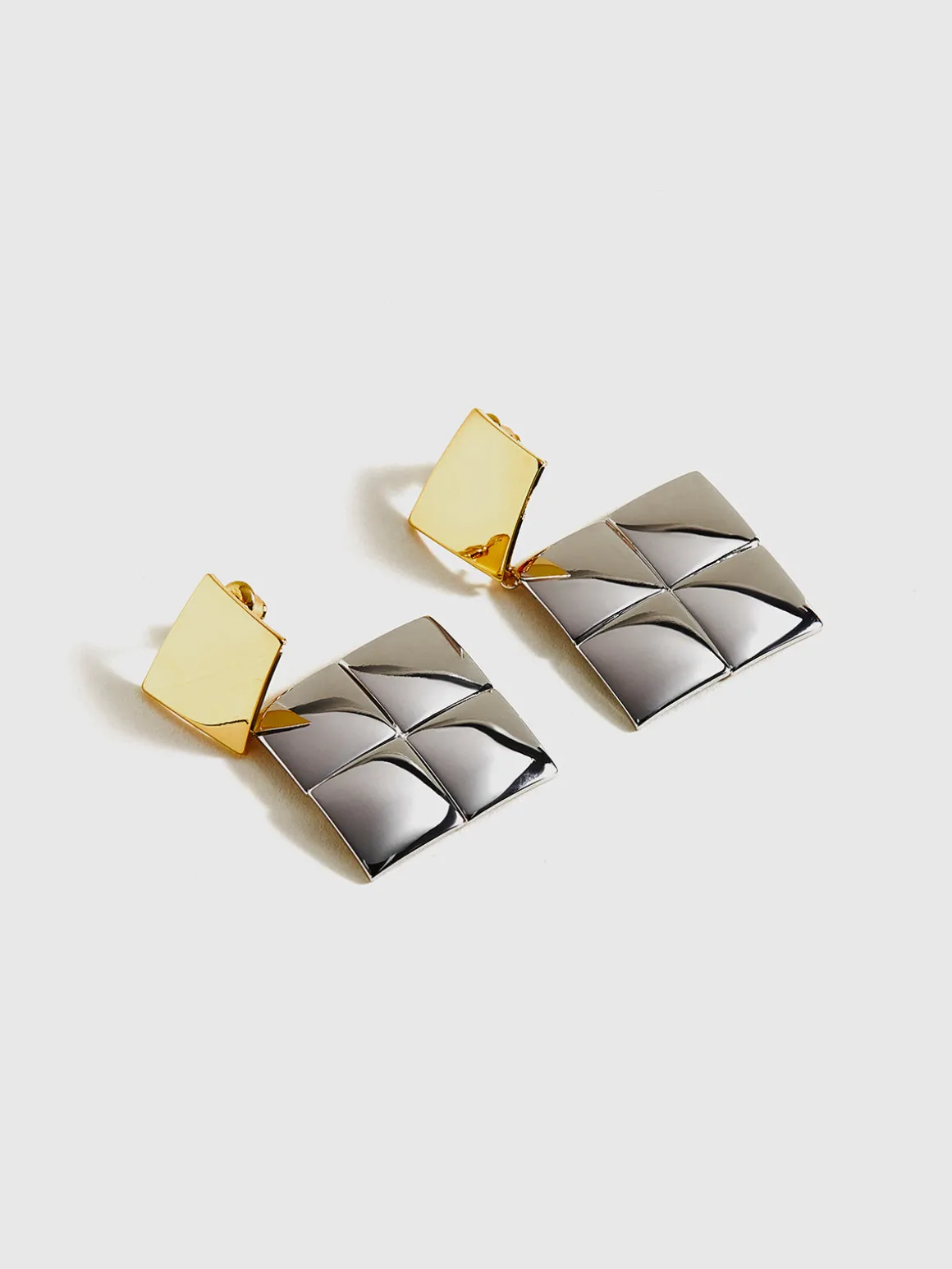 Contrast Color Square Pendant Earrings