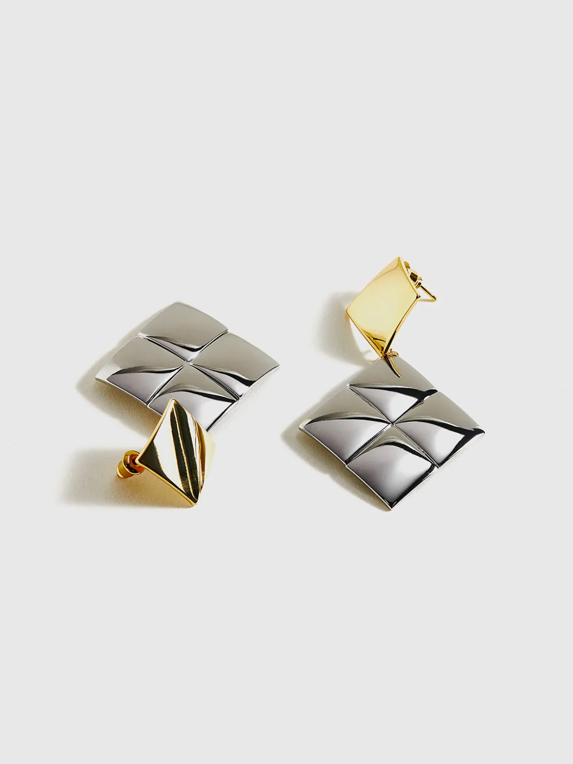 Contrast Color Square Pendant Earrings