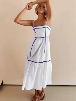 Contrast Line Decor Cami Long Dress