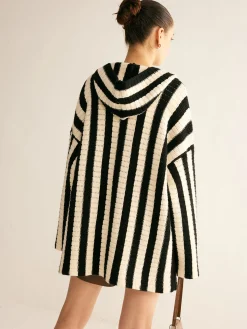 Contrast Pinstripe Hooded Cardigan