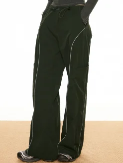 Contrast Piping Drawstring Pants