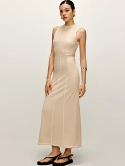 Contrast Piping Knit Tank Dress