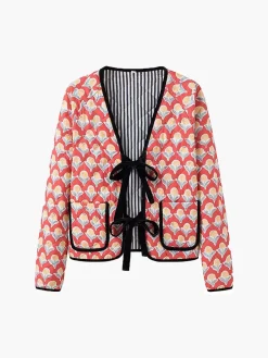 Contrast Piping Lace Up Jacket