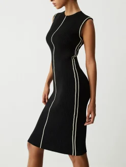 Contrast Piping Midi Sweater Dress