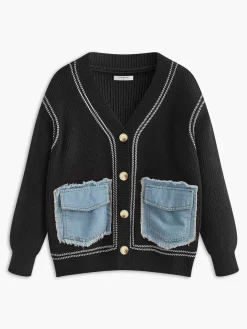 Contrast Piping Panel Cozy Cardigan