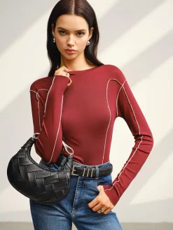 Contrast Piping Skinny T-Shirt