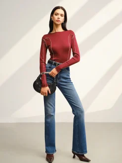 Contrast Piping Skinny T-Shirt