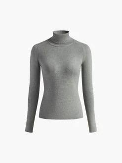Contrast Piping Turtleneck Sweater