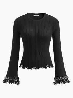 Contrast Ruffle Sweater