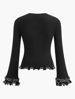 Contrast Ruffle Sweater