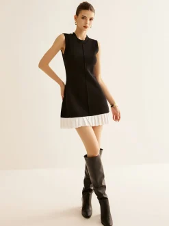 Contrast Ruffle Sweater Tank Dress