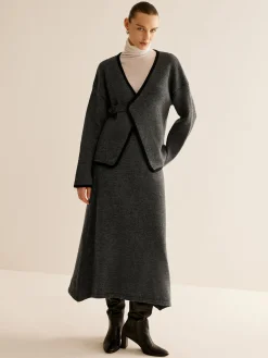 Contrast Side Piping Belted Sweater Co-ords