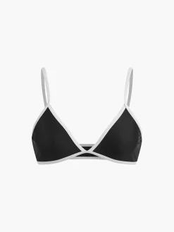 Contrast Strap Triangle Bikini Set