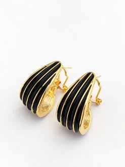Contrast Striped Hoop Earrings