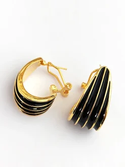 Contrast Striped Hoop Earrings