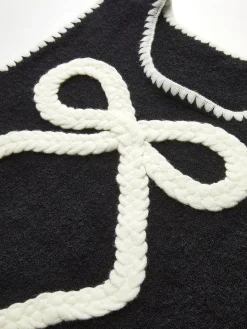 Contrast Trim Bow Sweater Vest