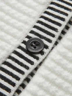 Contrast Trim Button Cardigan