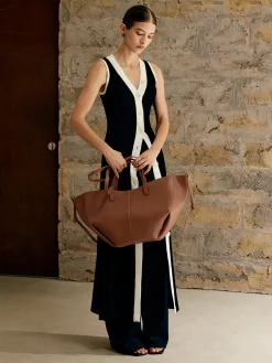 Contrast Trim Button Sweater Tank Dress